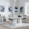 Milan White Marble Dining Set - Bianco Beige Faux Leather Dining Chair-3