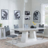 Milan White Marble Dining Set - Bianco Grey Faux Leather Dining Chair-2