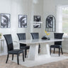 Milan White Marble Dining Set - Cadiz Black Leather Dining Chair-3