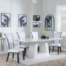 Milan White Marble Dining Set - Cadiz White Leather Dining Chair-2