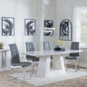 Milan White Marble Dining Set - Jamison Grey Faux Leather Dining Chair-2