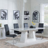 Milan White Marble Dining Set - Roma Black Faux Leather Dining Chair-3