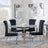 Louis 4 Seater Grey Marble and Chrome Square Dining Set - 4 Black Velvet Fabric Dining Chair-2