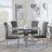 Louis 4 Seater Grey Marble and Chrome Square Dining Set - 4 Grey Velvet Fabric Dining Chair-2