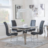 Louis 4 Seater Grey Marble and Chrome Square Dining Set - 4 Jamison Black Faux Leather Dining Chair-3
