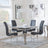 Louis 4 Seater Grey Marble and Chrome Square Dining Set - 4 Jamison Black Faux Leather Dining Chair