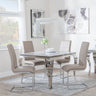 Louis 4 Seater Grey Marble and Chrome Square Dining Set - 4 Roma Beige Faux Leather Dining Chair-2