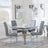 Louis 4 Seater Grey Marble and Chrome Square Dining Set - 4 Roma Grey Faux Leather Dining Chair-3
