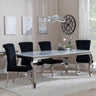 Louis Grey Marble and Chrome Dining Set - Black Velvet Fabric Dining Chair-2