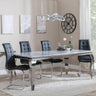 Louis Grey Marble and Chrome Dining Set - Jamison Black Faux Leather Dining Chair