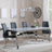 Louis Grey Marble and Chrome Dining Set - Jamison Black Faux Leather Dining Chair-3