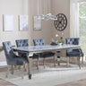 Louis Grey Marble and Chrome Dining Set - Knocker Back Grey Velvet Fabric Dining Chair with Chrome Legs-4