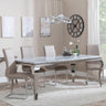 Louis Grey Marble and Chrome Dining Set - Roma Beige Faux Leather Dining Chair-2