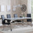 Louis Grey Marble and Chrome Dining Set - Roma Black Faux Leather Dining Chair-3