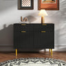 Ridged Black and Gold 2 Door Medium Sideboard - 100cm-3