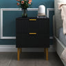 Ridged Black and Gold 2 Drawer Bedside Table-3