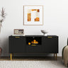 Ridged Black and Gold Storage TV Unit-3