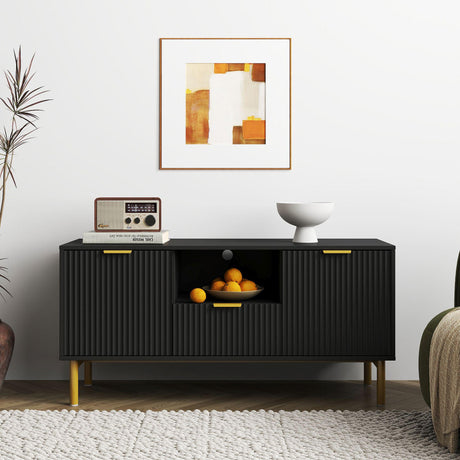 Clearance - Ridged Black and Gold Storage TV Unit