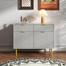Ridged Grey and Gold 2 Door Medium Sideboard - 100cm-2