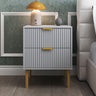 Ridged Grey and Gold 2 Drawer Bedside Table-2