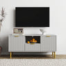 Ridged Grey and Gold Storage TV Unit-2