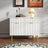 Ridged White and Gold 2 Door Medium Sideboard - 100cm