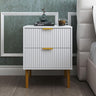 Ridged White and Gold 2 Drawer Bedside Table