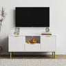 Ridged White and Gold Storage TV Unit