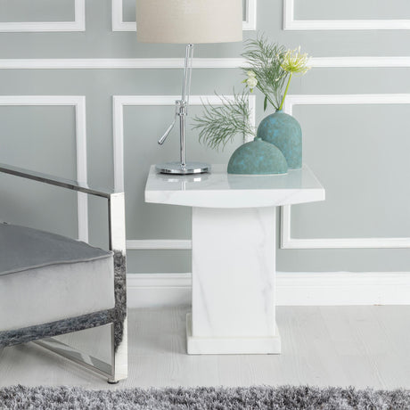 Turin White Marble Square Lamp Table-2