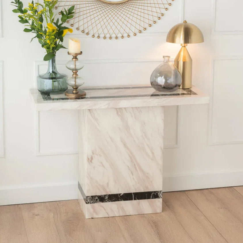 Lecce Cream Marble Console Table