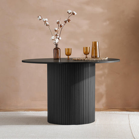 Axel Black Fluted 4 Seater Round Dining Table