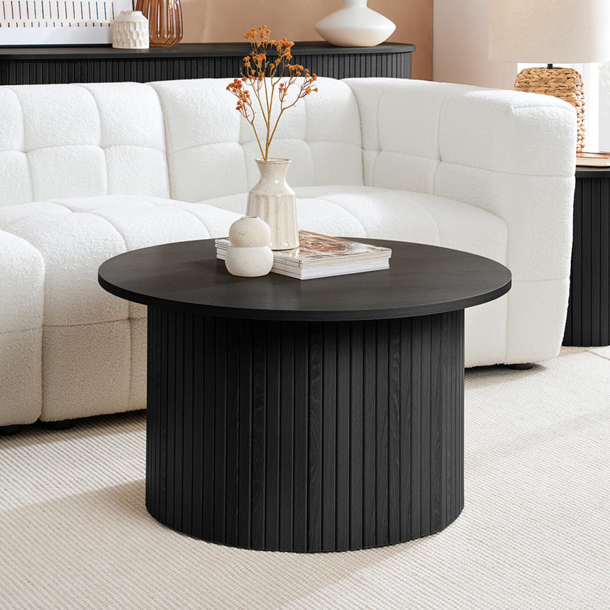 Axel Black Fluted Round Coffee Table