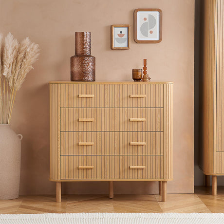 Axel Oak Fluted 2+3 Drawer Curved Chest