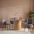 Axel Oak Fluted Round Dining Set with 4 Chair