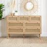 Croxley Oak and Rattan Wide 7 Drawer Chest
