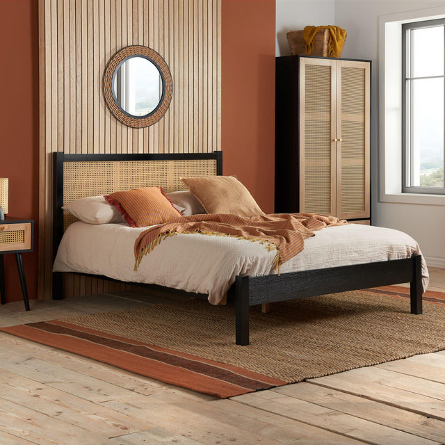 Croxley Black and Rattan Bed - Sizes Available