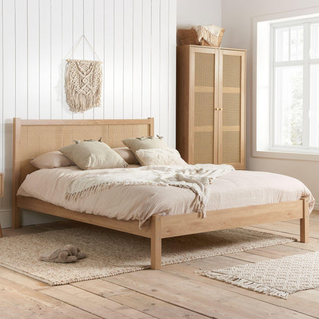 Croxley Oak and Rattan Bed - Sizes Available