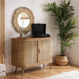 Noah Oak and Rattan Curved 100cm Small Sideboard - 2 Doors