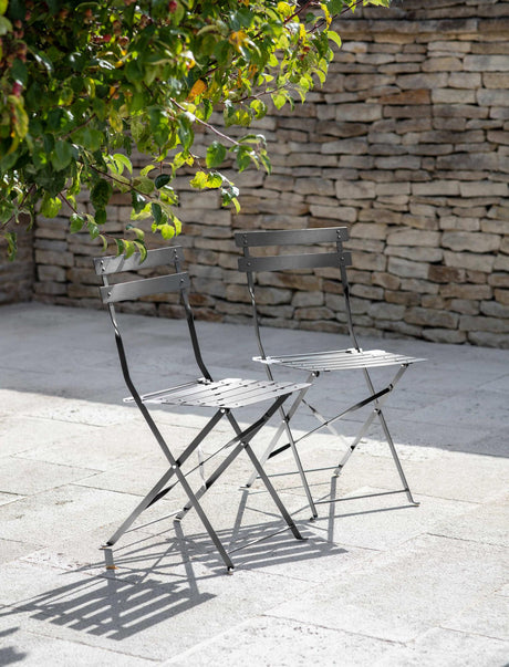 Rive Outdoor Droite Bistro Chairs Set of 2 Silver