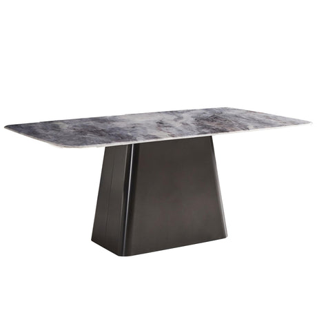 Telma 6 Seater White and Black Marble Dining Table - Sizes Available