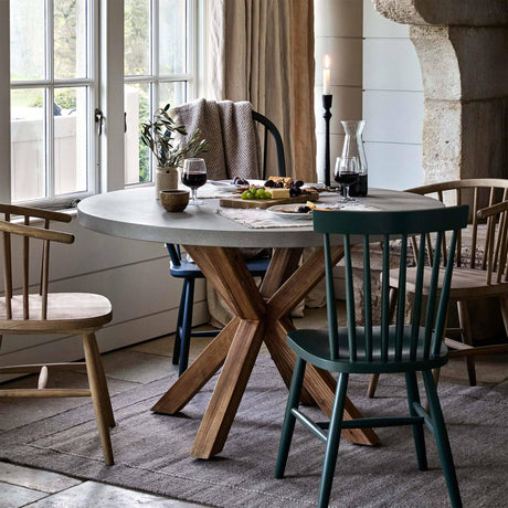Burford Outdoor Round Dining Table 120cm in Grey Faux Concreate