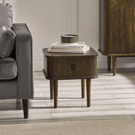 Tambour Dark Oak Ribbed Side Table
