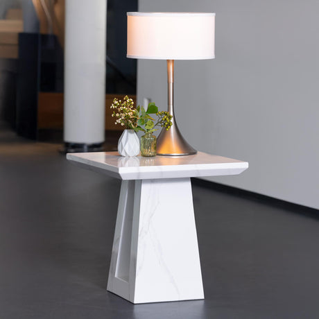 Milan White Marble Square Side Table-2