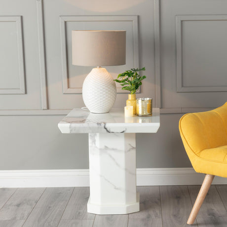 Naples White Marble Square Side Table-2