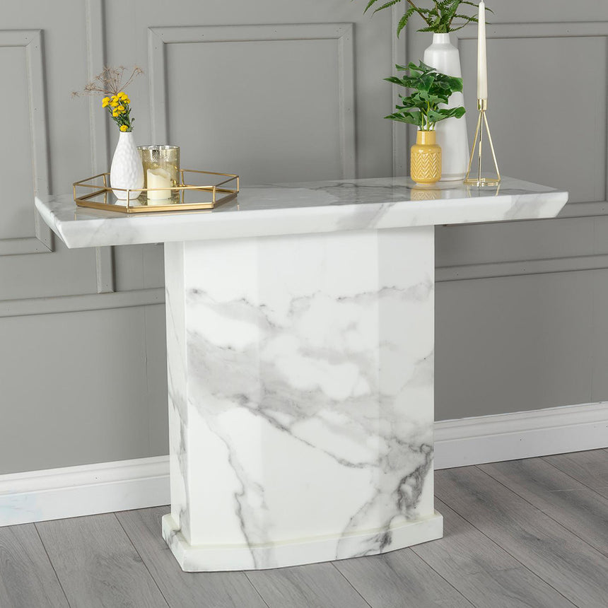 Toronto Marble Console Table with Pedestal Base