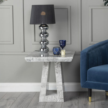 Milan Grey Marble Square Side Table