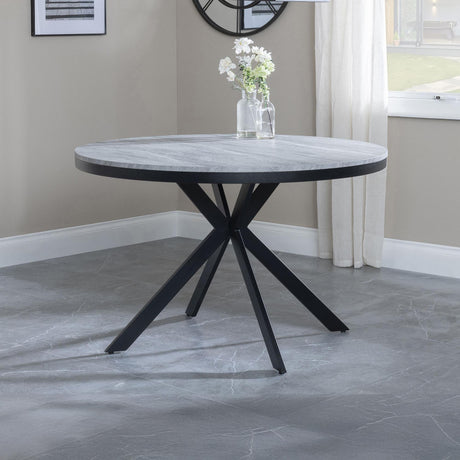 Ezra 4 Seater Grey Concrete Round Dining Table with Black Spider Legs - 120cm-2