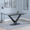 Maldon 6 Seater Black Ceramic Dining Table with V Base - 160cm-2