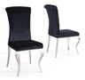 Louis Black Velvet Fabric Dining Chair with Chrome Legs