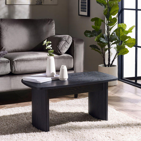 Louis Black 90cm Coffee Table - Fluted Base